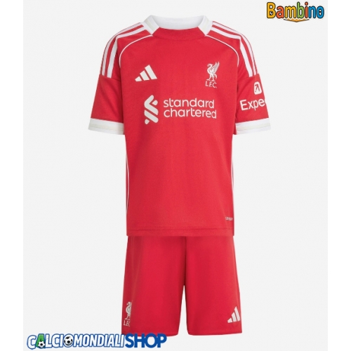 Maglie da calcio Liverpool Prima Maglia Bambino 2025-26 Manica Corta + Pantaloni corti)